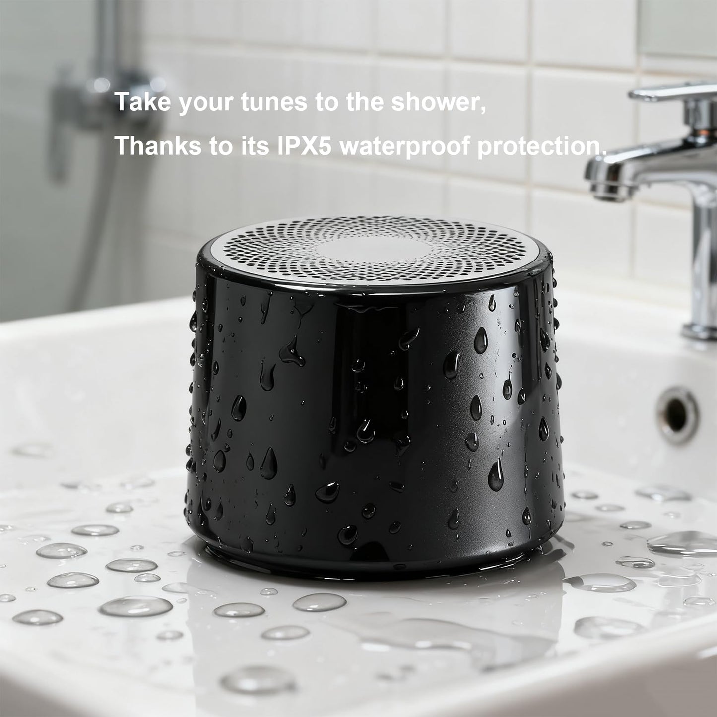 Mini Magnetic Bluetooth Speaker, 5W Internal-Magnet Speaker, Speakers with Hands-Free Call, IPX6 Waterproof, Portable Speakers for Shower, Room, Car