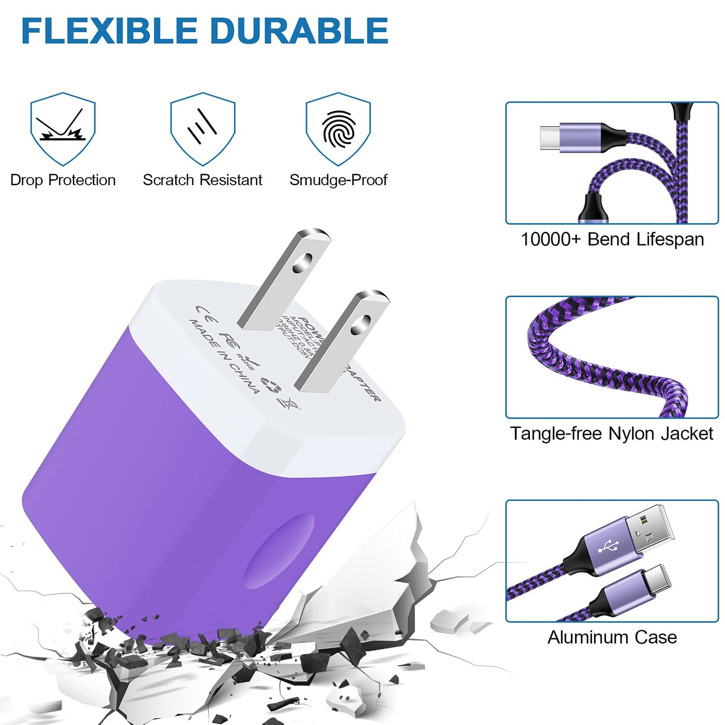 Phone Charger Plug for Samsung Galaxy S26 S26+ S26 Ultra S25 S24 M17e F70e A07 Z Trifold, Google Pixel 10a 10 Pro 10 9 8, 2 Dual Wall Charger Block