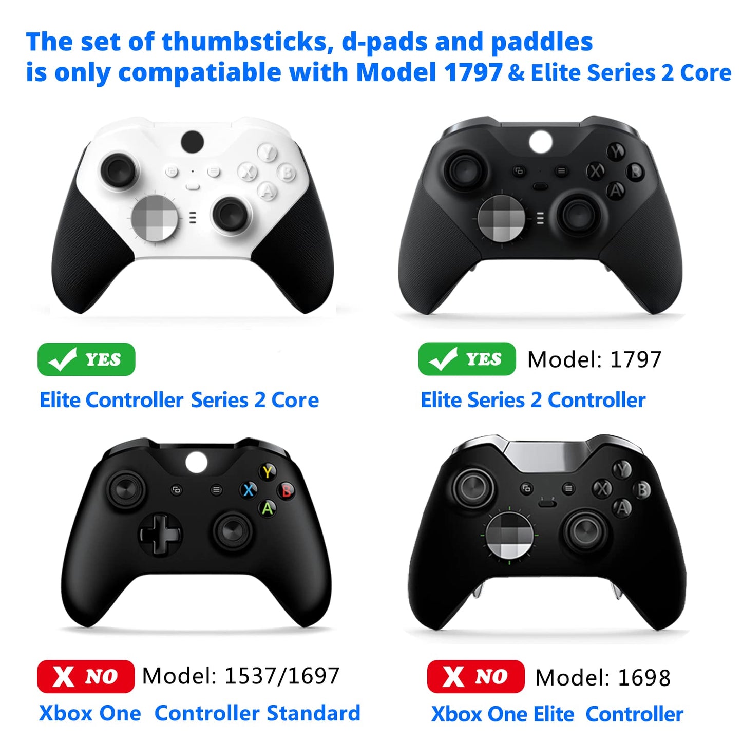 Replacement Thumbsticks, D-pad, Paddles Trigger Buttons for Xbox One Elite Controller Series 2 & Elite Series 2 Core Controller (E-10IN1-Green)