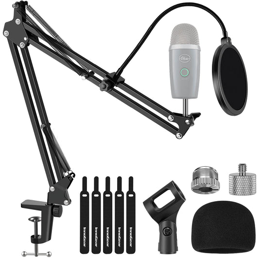 InnoGear Microphone Stand, Adjustable Mic Stand Set for Blue Yeti Nano Suspension Boom Scissor Arm Stand with 5/8" to 3/8" Screw, 5/8" to 1/4 Screw