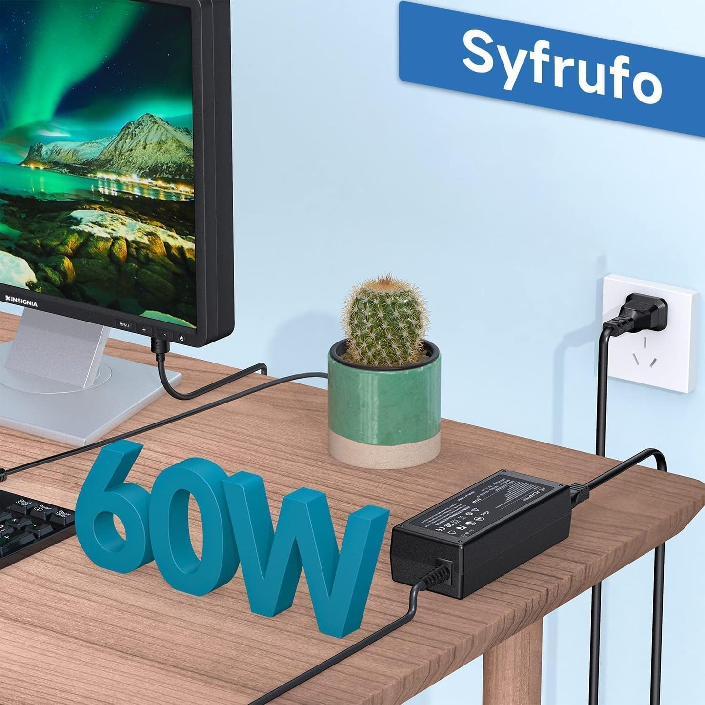 12V Power Cord Compatible with Insignia TV 19" 20" 24" 28" 32", Power Adapter for NS-32D312NA15, NS-32DF310NA19, NS-32D420NA16, NS-32D220NA16…