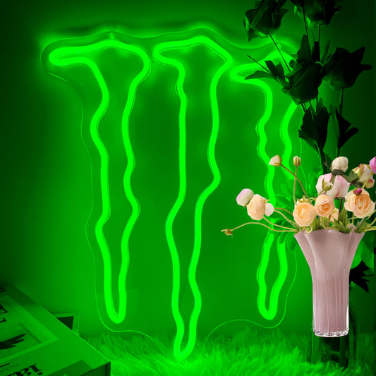 Green Energy Neon Sign for Wall Decor, Cool Dimmable Light Up Neon USB Light Up Sign for Man Cave Game Training Room Party Bar, Gym, Bedroom Decor