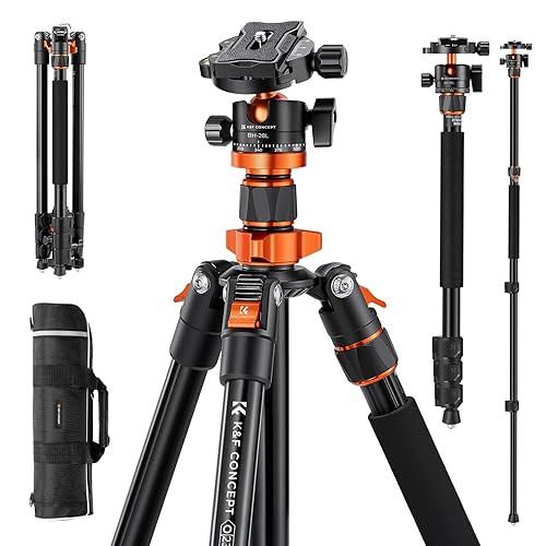 K&F CONCEPT Tripod for Camera, 78" Aluminum Camera Tripod, 81" Tripods & Monopods, Stable Heavy Duty Travel Tripod for DSLR Cameras, Max Load 22 lbs