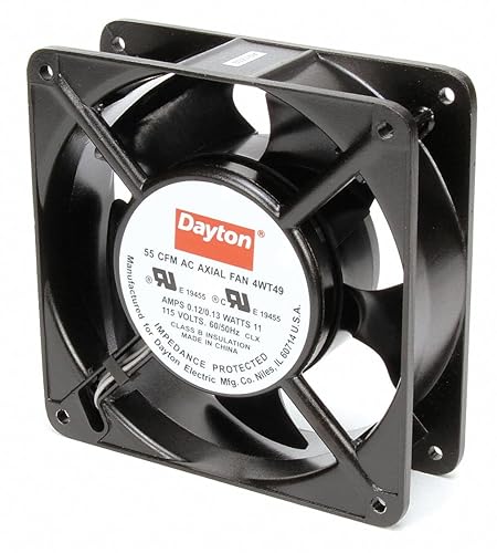 Dayton Square Axial Fan, 4-11/16" Width, 4-11/16" Height, 115VAC Voltage