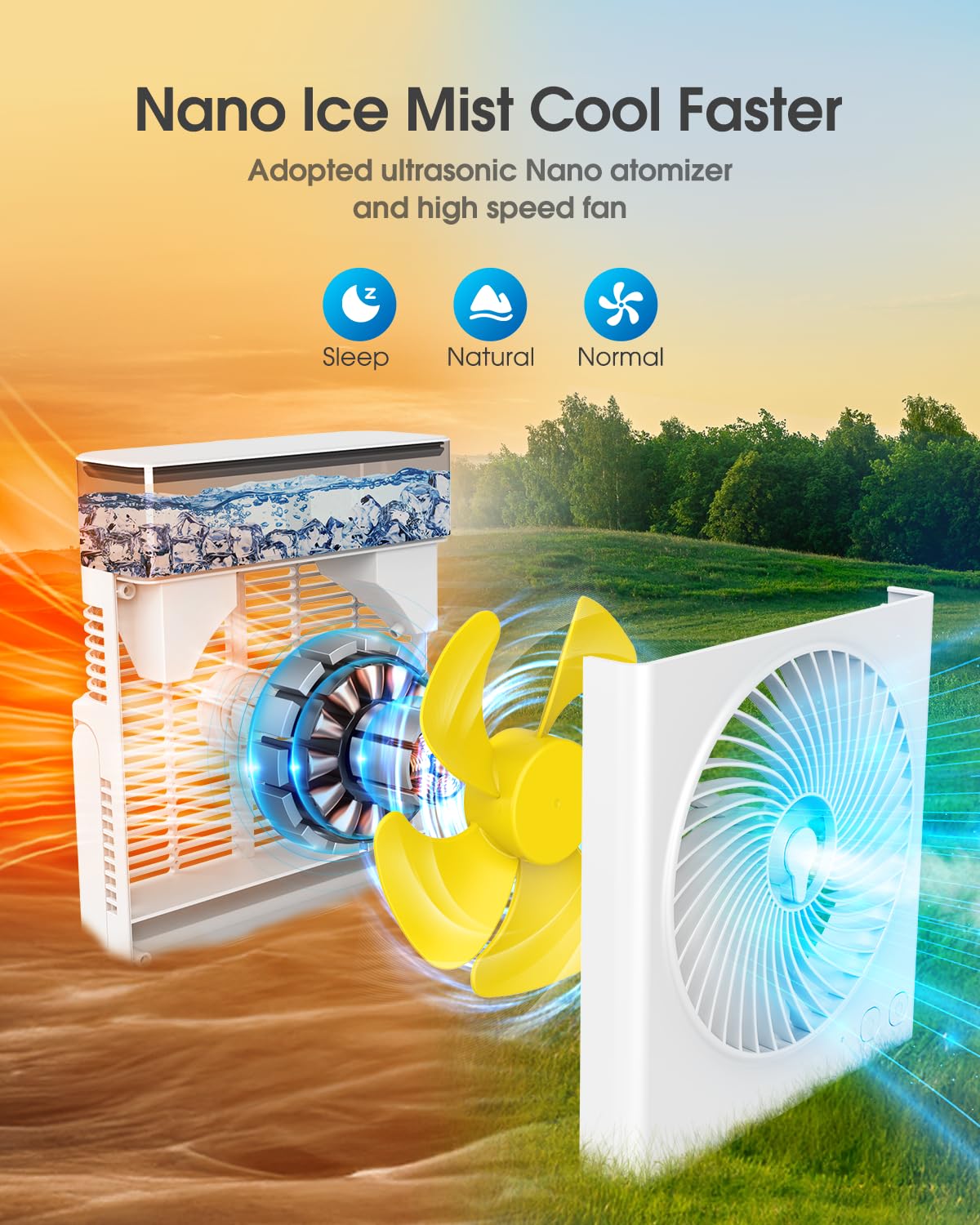 Misting Fan Portable, 8000mAh 8-Inch Rechargeable Battery Operated Fan with 600mL Water Tank, Cooling USB Desk Fans for Home, Perfect Quite Mist Water