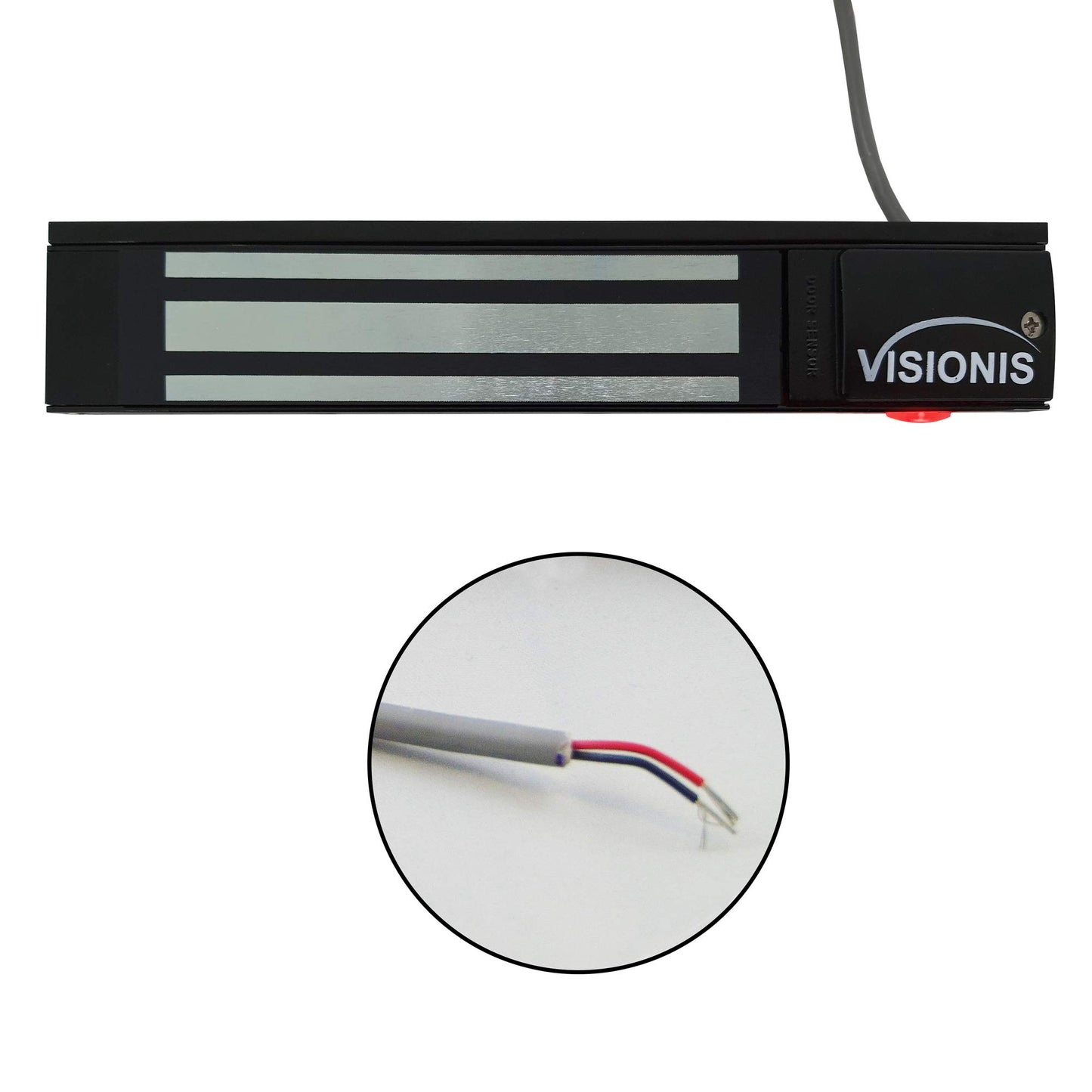 Visionis VS-VISML300LED-BL Indoor 300lbs Black Electromagnetic Lock with LED Sensor for Door Access Control