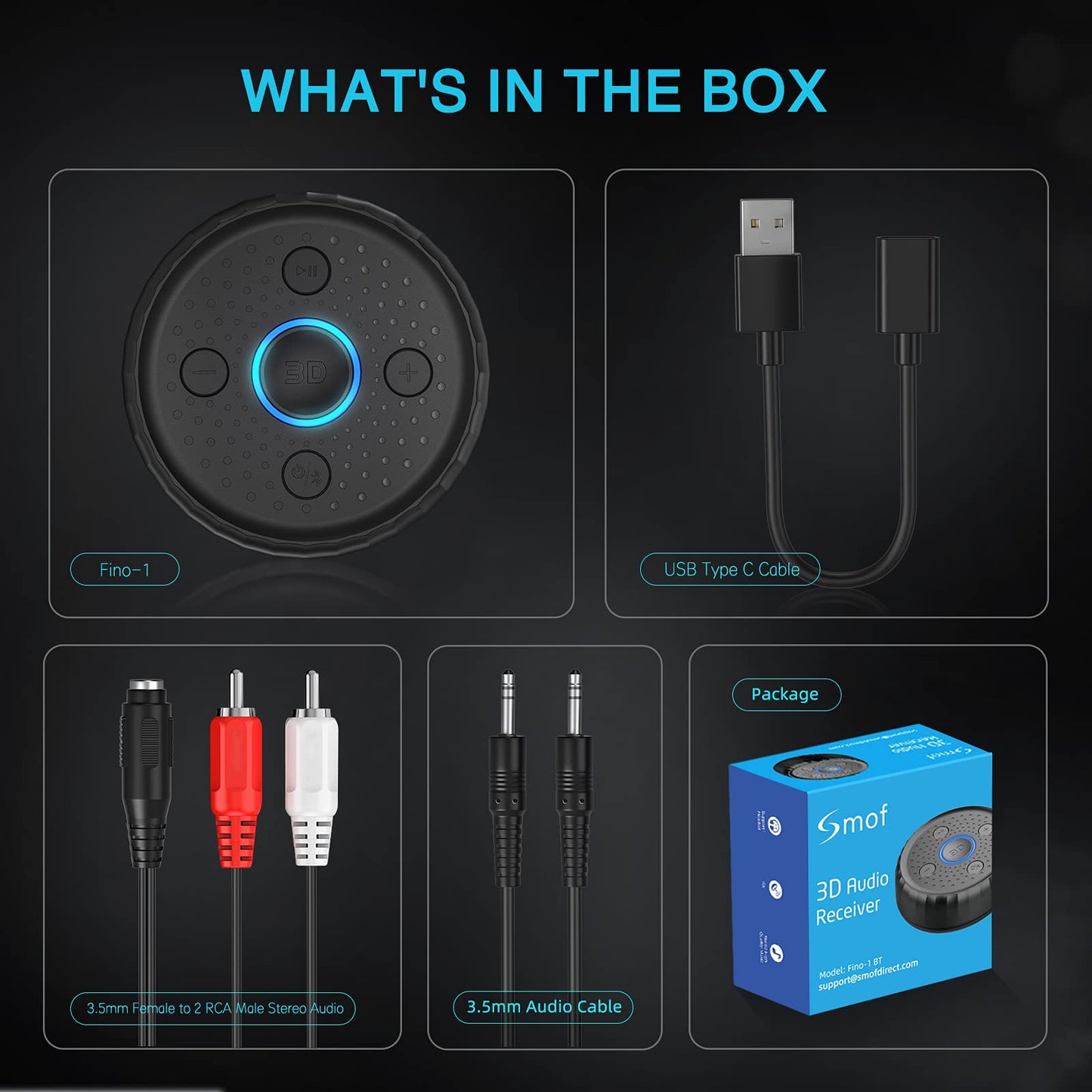 Smof Bluetooth 5.0 Receiver for Home Stereo Wired Speakers with 3D Virtual Surround, Wireless Audio Adapter with aptX LL, Bluetooth Adapter for Stereo