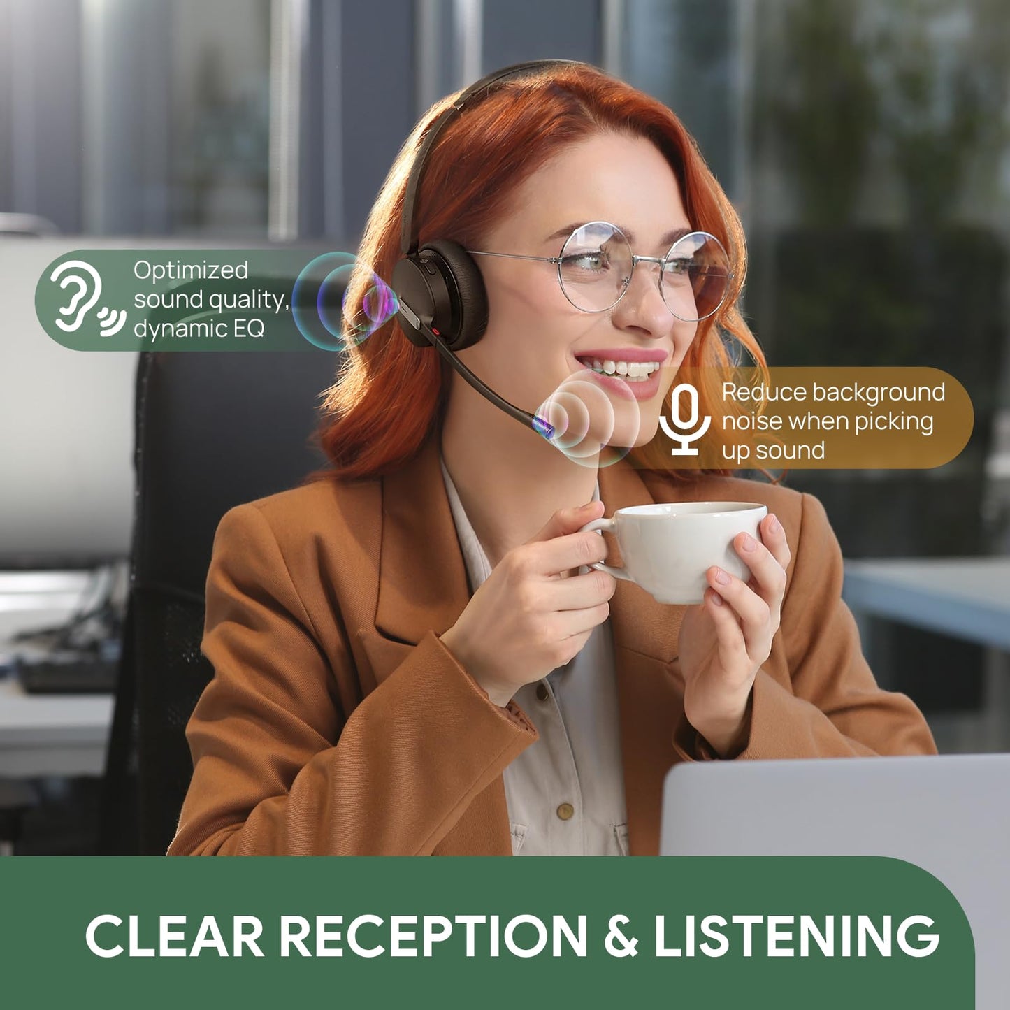 Yealink BH70 Mono Teams Wireless Headset with Mic for Work, Microsoft Teams Certified Bluetooth Headphone for 35h Calling, 91g All-Day Wearing