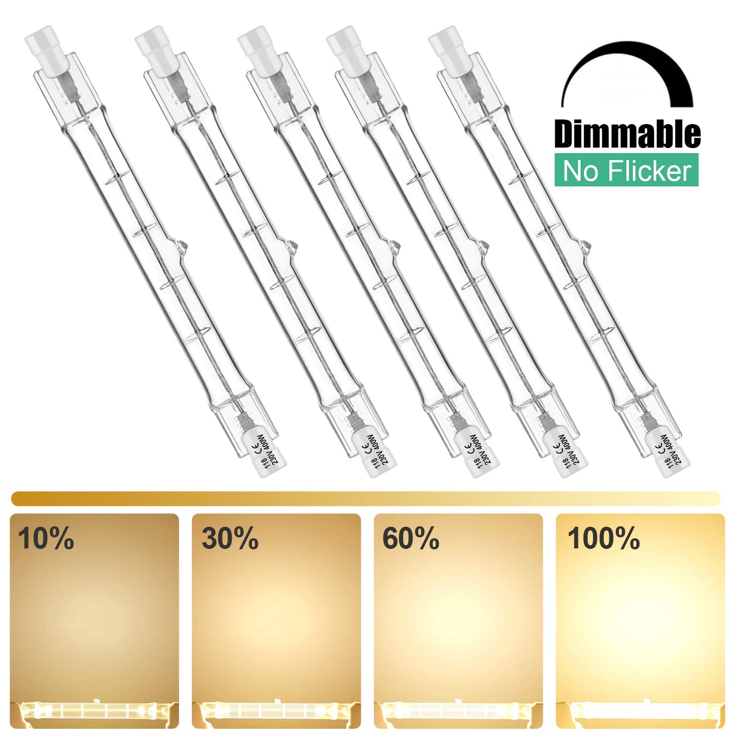 Jaenmsa R7S Bulbs, 5 Pack Halogen Bulbs R7S T3 78mm 150W 120V J Type 120 Volt Halogen Light Bulb with Long Lifespan, 3 inch Long Double Ended Light