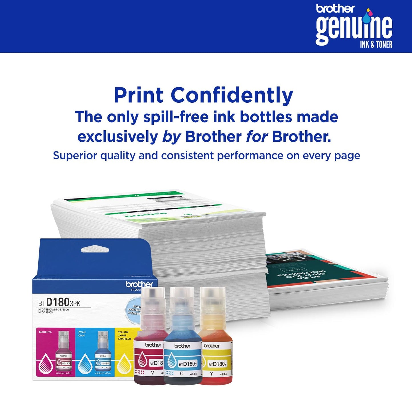Brother Genuine BTD180C High Yield Cyan Ink Bottle (for use with INKvestment Tank 580, 780, and 980 Printers)
