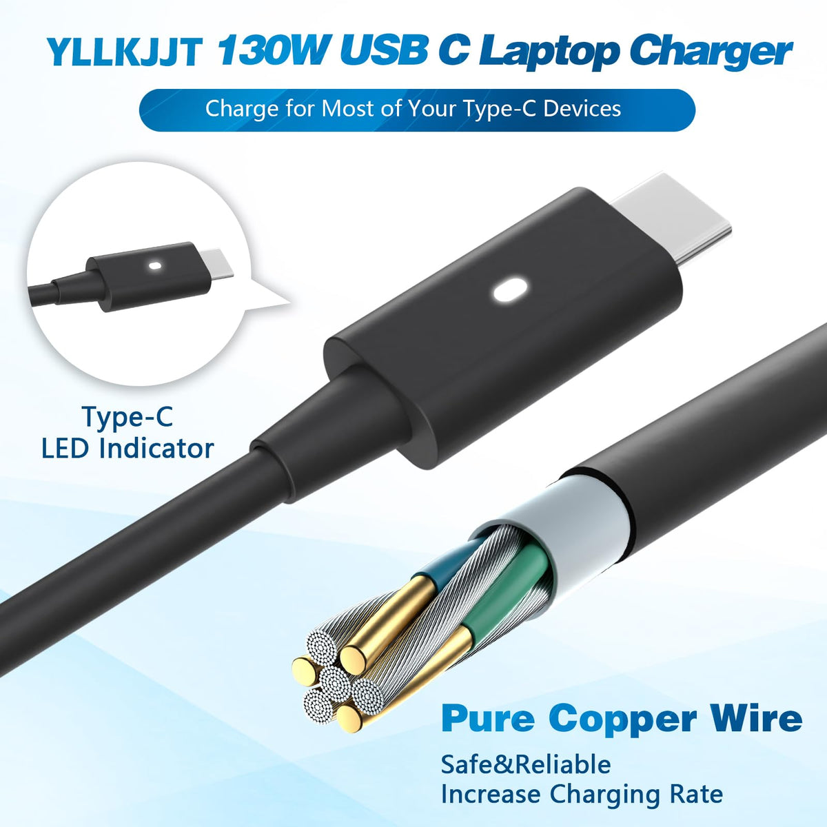 130W USB C Laptop Charger fits for Dell Precision/XPS 15 17/ Pro Max 14 16