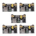 HiLetgo 5pcs 3.3V 5V Power Supply Module for MB102 102 Prototype Breadboard DC 6.5-12V or USB Power Supply Module