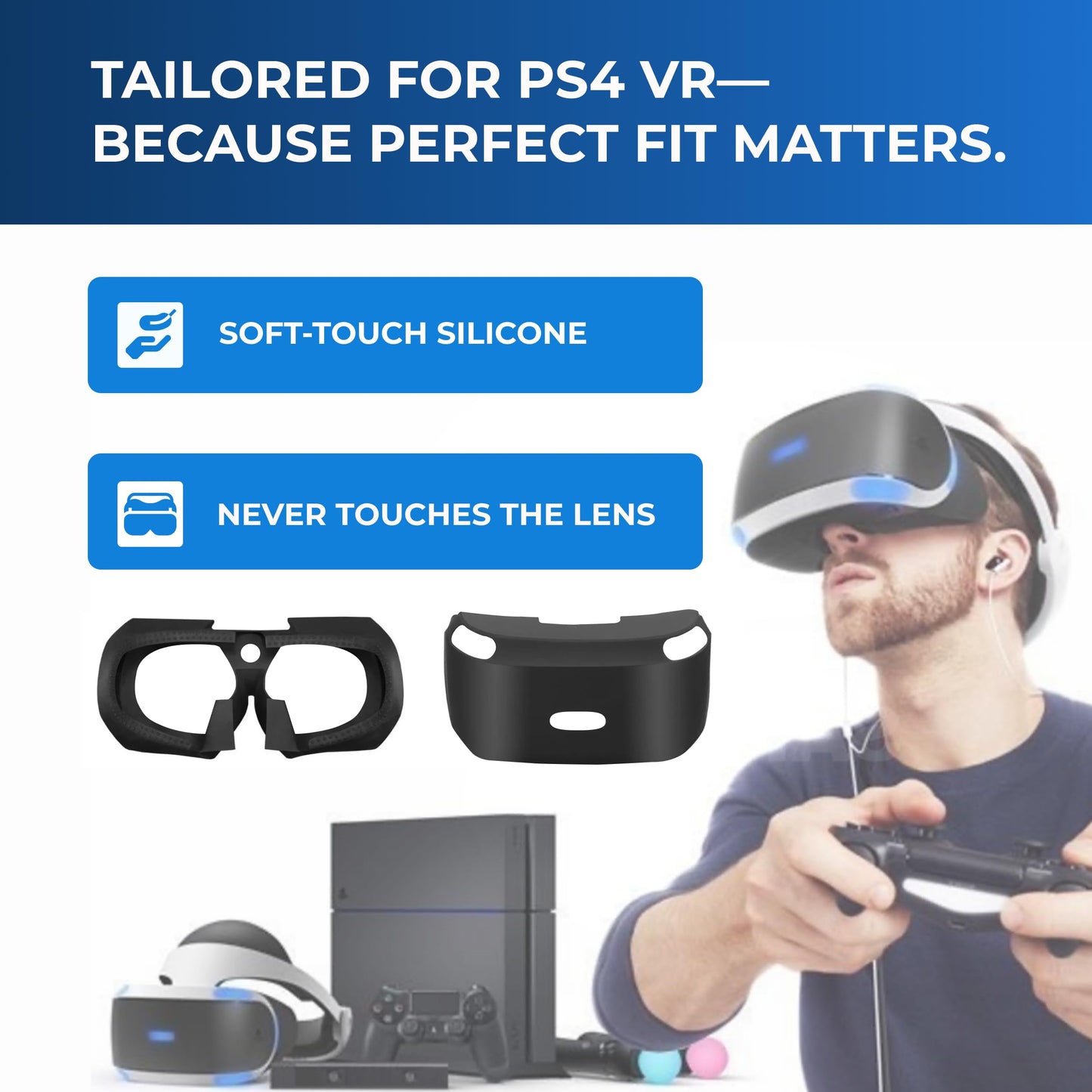 Skywin PSVR Replacement Light Shield and Protective Silicone Skin for PlayStation VR Headset