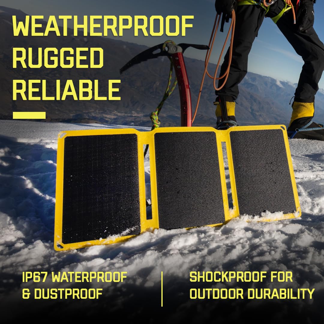 SunJack 25 Watt Foldable IP67 Waterproof ETFE Monocrystalline Solar Panel + 2X 10000mAh Power Banks with USB-A and USB-C for Cell Phones, Tablets