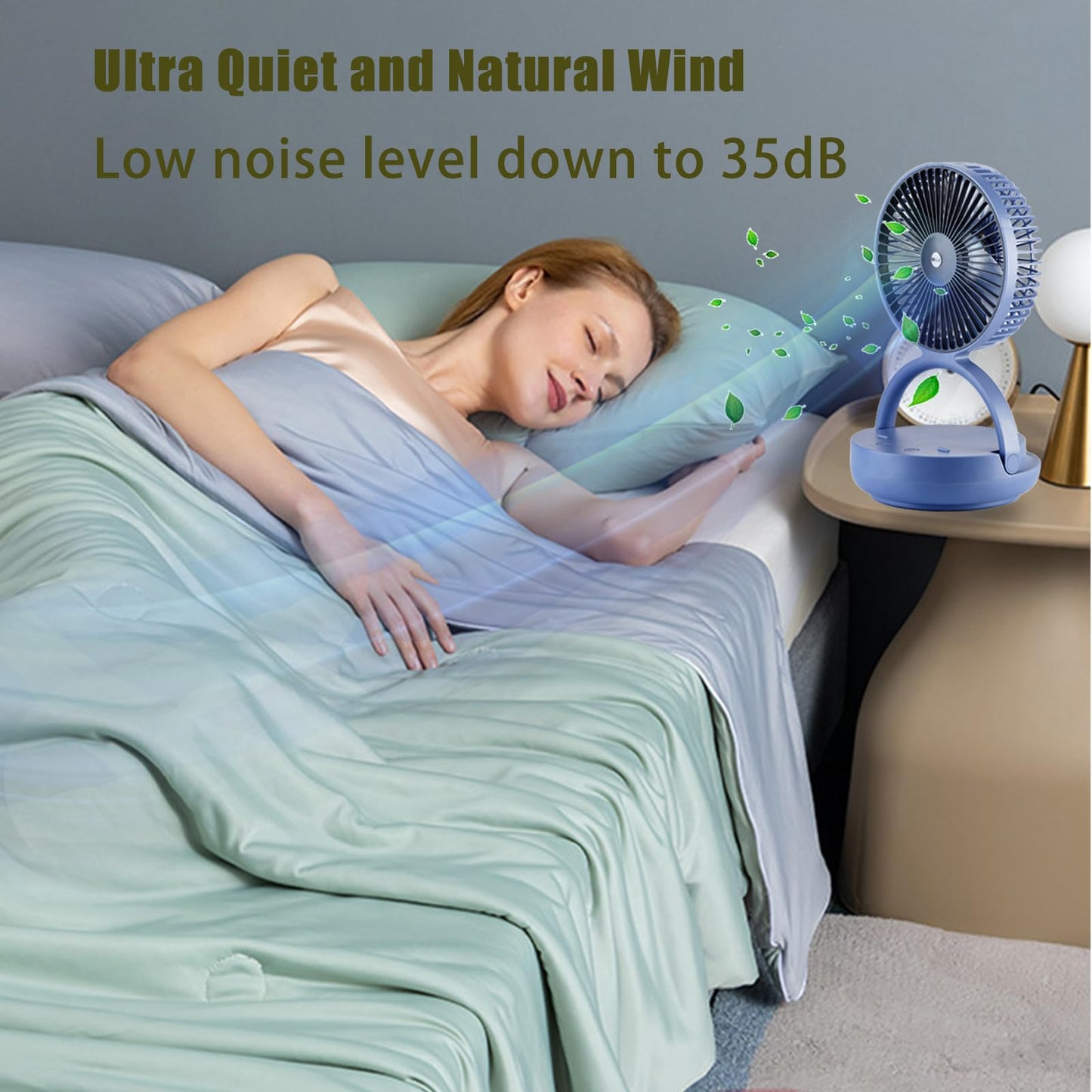 OGZ Portable Fan for Travel I 7 Inch Small Desk Fan Rechargeable Air Circulator I 180° Oscillating Personal Fan For Beside Office Desktop RV Dorm