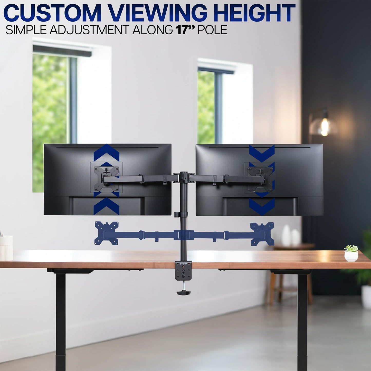 VIVO Dual Monitor Desk Mount, Holds 2 Computer Screens up to 30 inches and 22lbs Each, Heavy Duty Fully Adjustable Steel Stand with C-Clamp