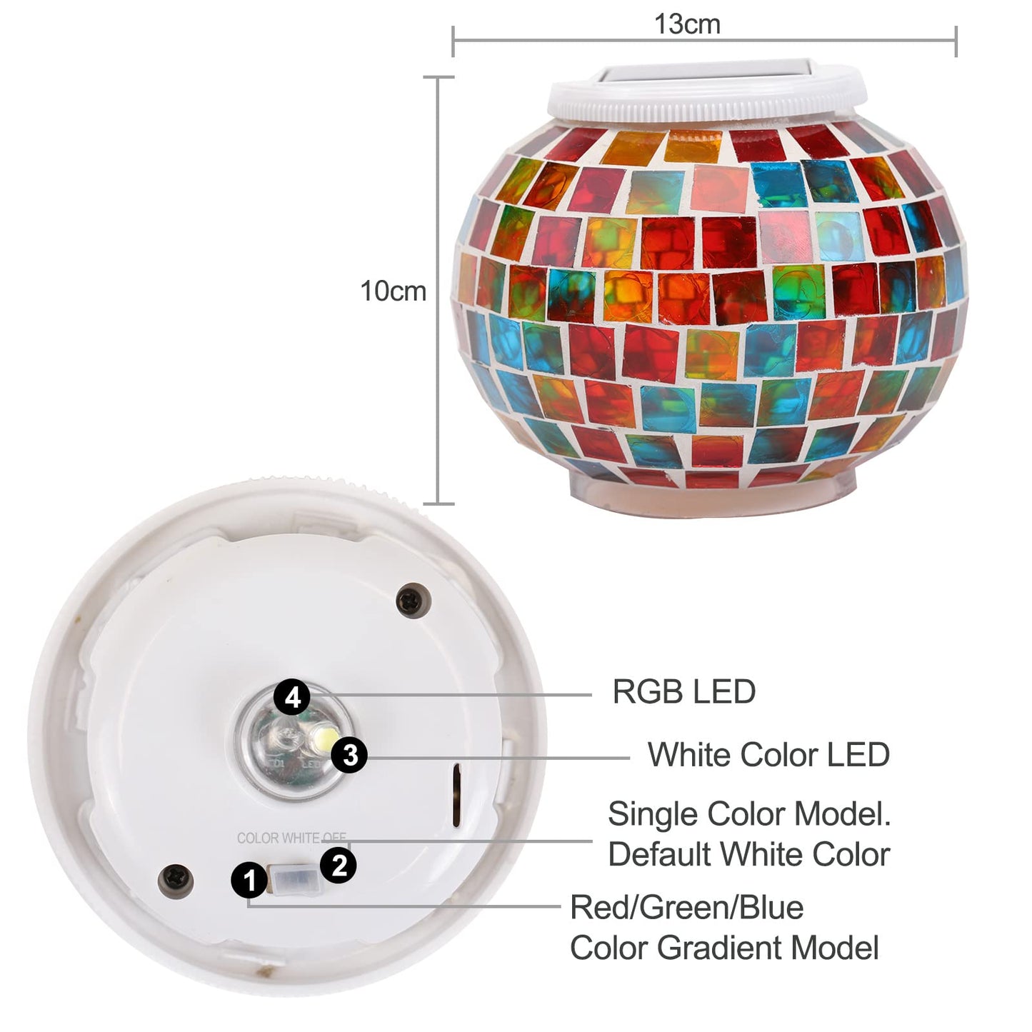 Joyathome Color Changing Mosaic Solar Light Led Garden Lights?echargeable Solar Table Lights Outdoor Waterproof Solar Night Lights for Garden, Patio