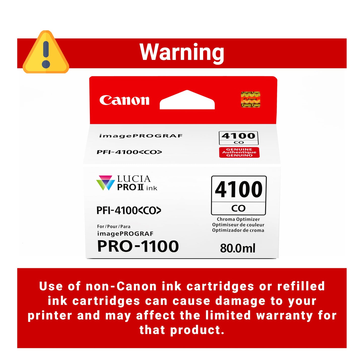Canon PFI-4100 Genuine Chroma Optimizer Ink Tank, Compatible with imagePROGRAF PRO-1100 Printers