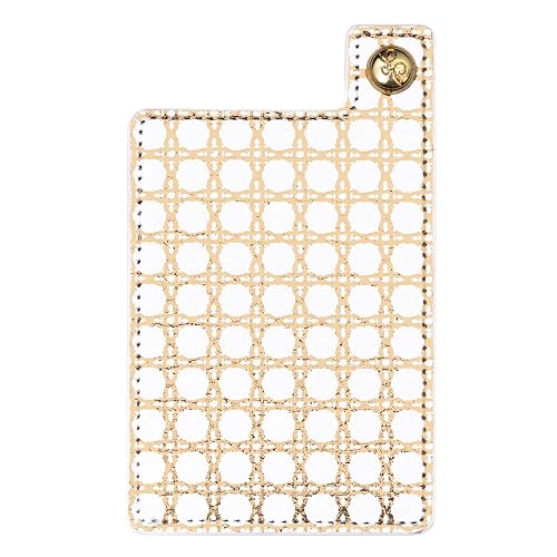 Lilly Pulitzer Phone Pocket, Card Holder for Phone Case with Button Snap for Credit Cards and ID, Gold Metallic Caning