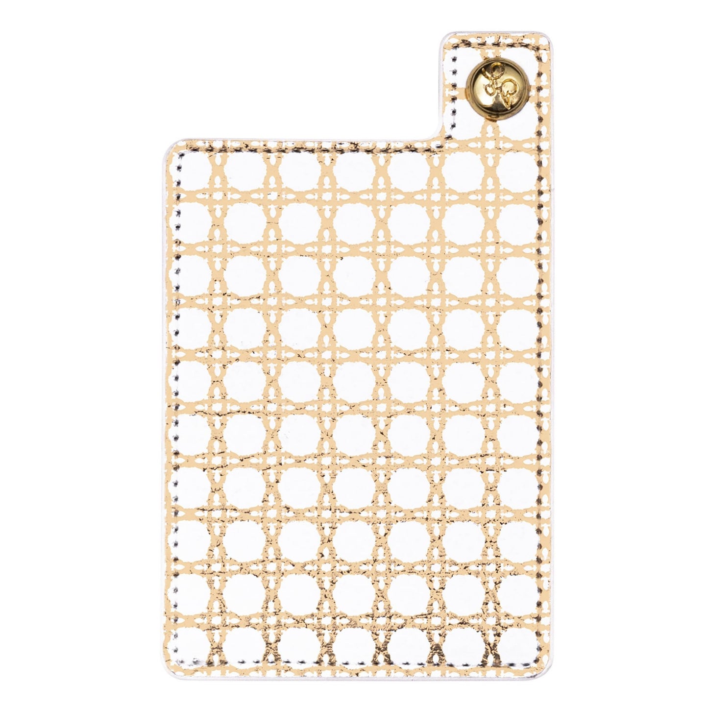 Lilly Pulitzer Phone Pocket, Card Holder for Phone Case with Button Snap for Credit Cards and ID, Gold Metallic Caning