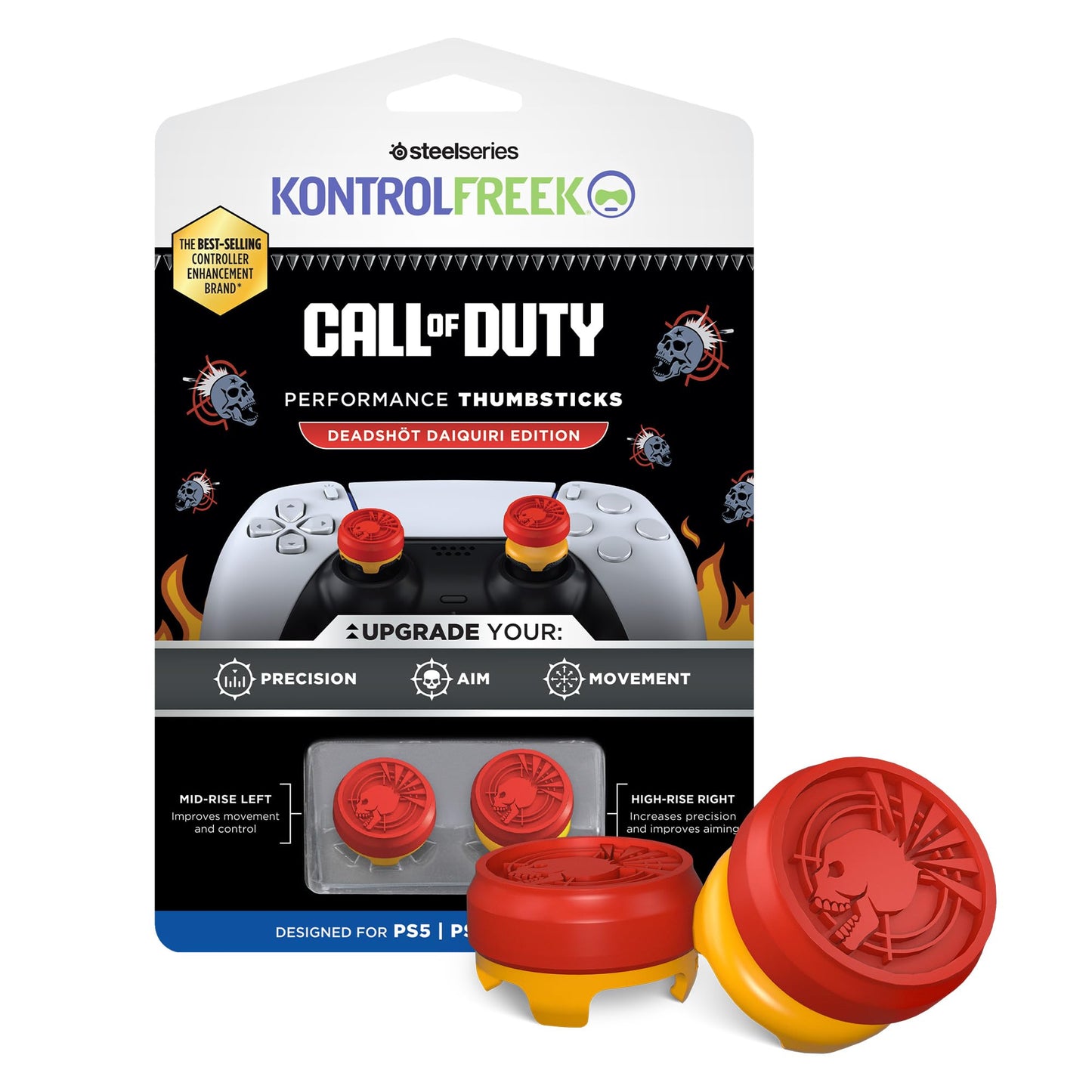 KontrolFreek Call of Duty Deadshot Edition Performance Thumbsticks for PlayStation 5 (PS5) and PlayStation 4 (PS4) | 1 High-Rise, 1 Mid-Rise |