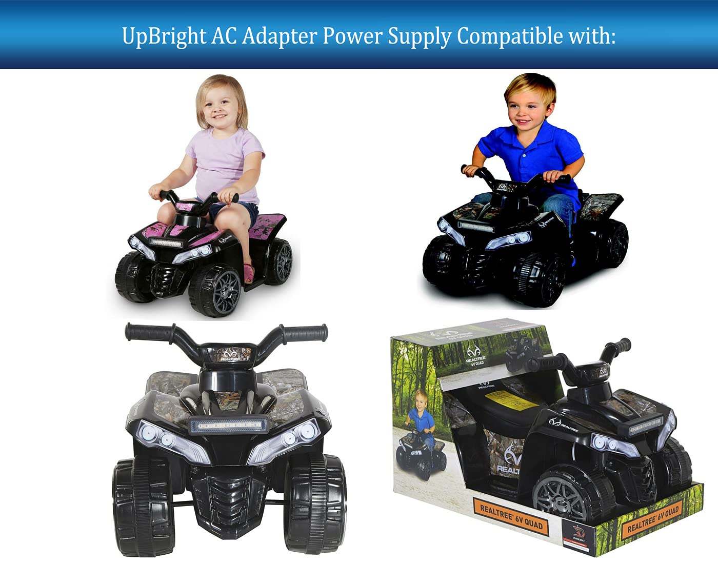 UpBright DC6V AC Adapter Compatible with Realtree 6V Quad 8805-12 8806-08 Dynacraft Four-Wheel car 6 Volt Battery Powered Ride On 880512 880608 Black…