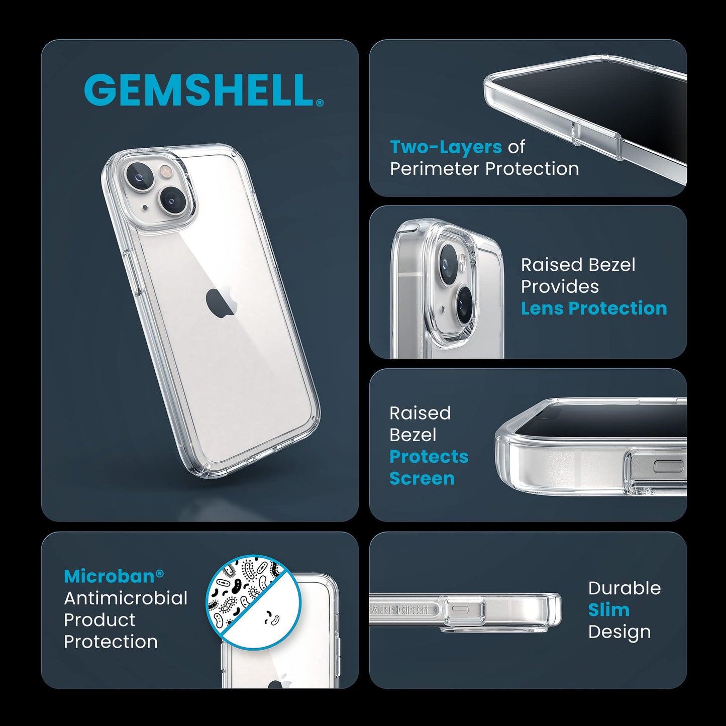 Speck Clear iPhone 14 & iPhone 13 Case - Drop Protection, Scratch Resistant & Anti-Yellowing Dual Layer Case for iPhone 14 & iPhone 13 Case for 6.1