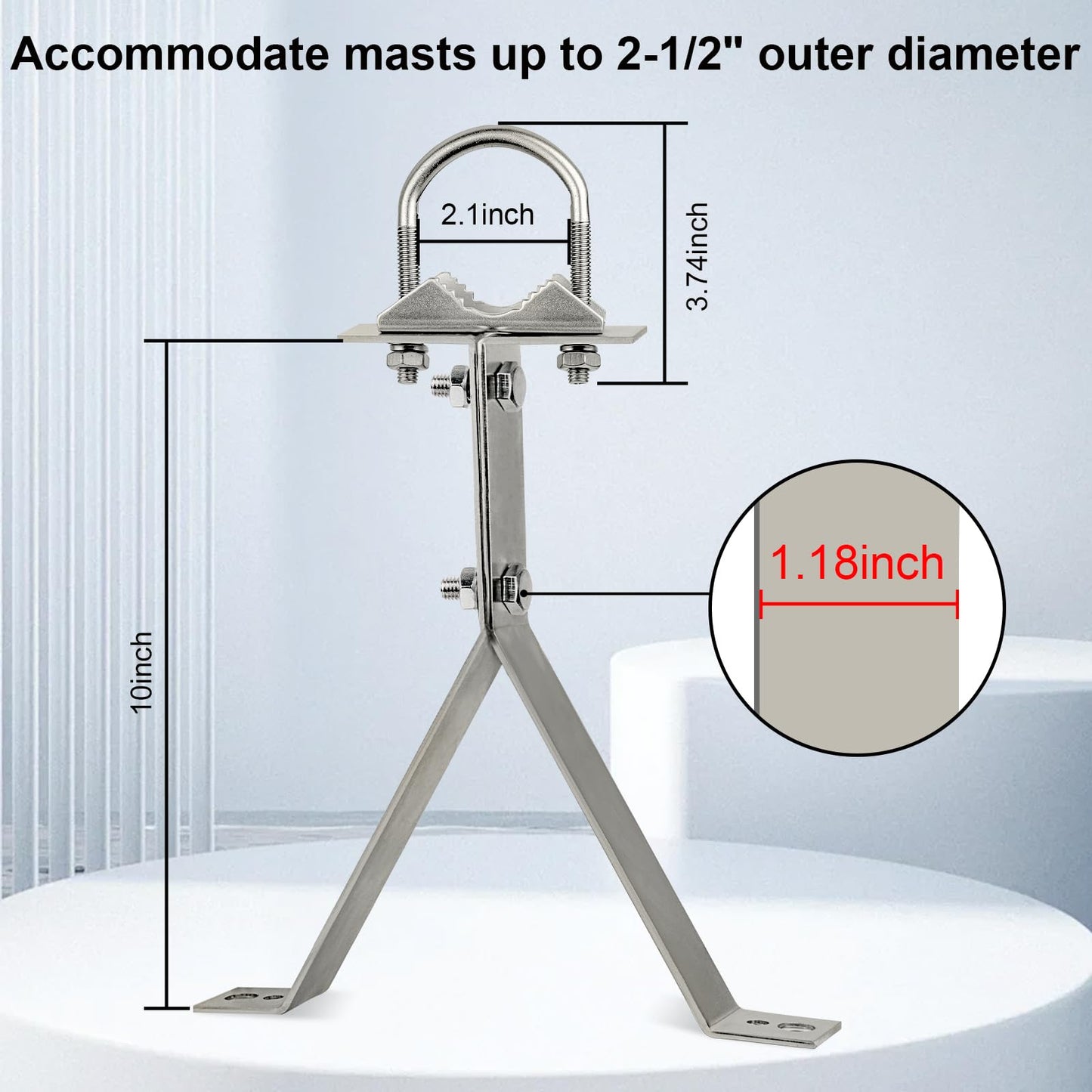 XRDS-RF Antenna Wall Mount 10 Inch Heavy-Duty Stand Off Wall Mast Mount Windproof Mounting Bracket for TV Mast (2-Leg + 2-Leg)