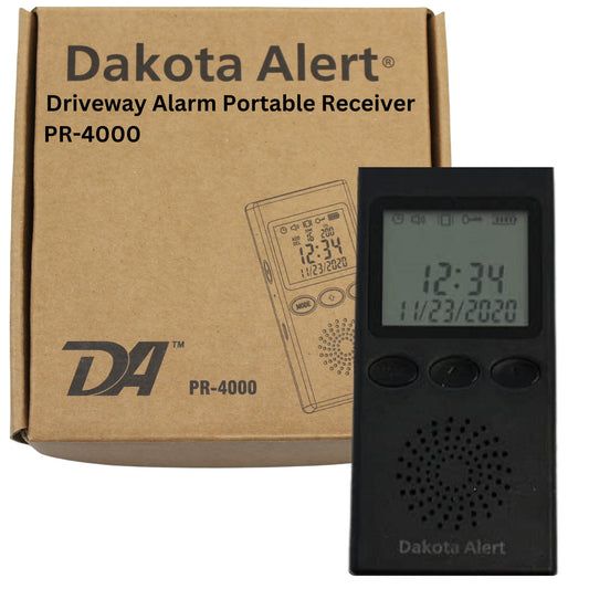 Wireless Driveway Alarm Portable Receiver PR-4000 - Compatible with Dakota Alert 4000 Transmitters | Battery-Powered Monitor Comes with USB Charger