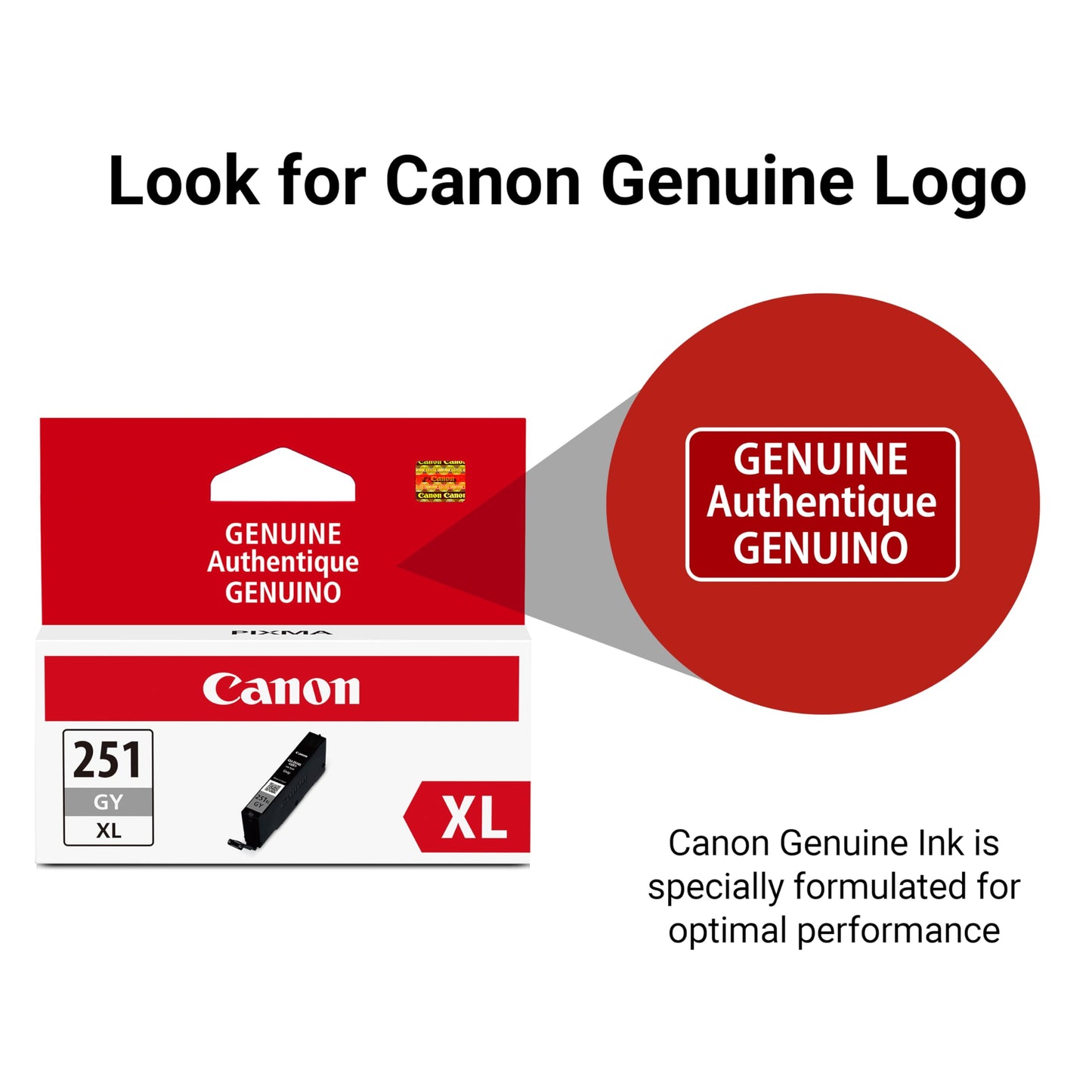 Canon CLI-251XL Genuine Gray Ink Tank, Compatible with MG6320, MG7120, iP8720, and MG7520 Printers