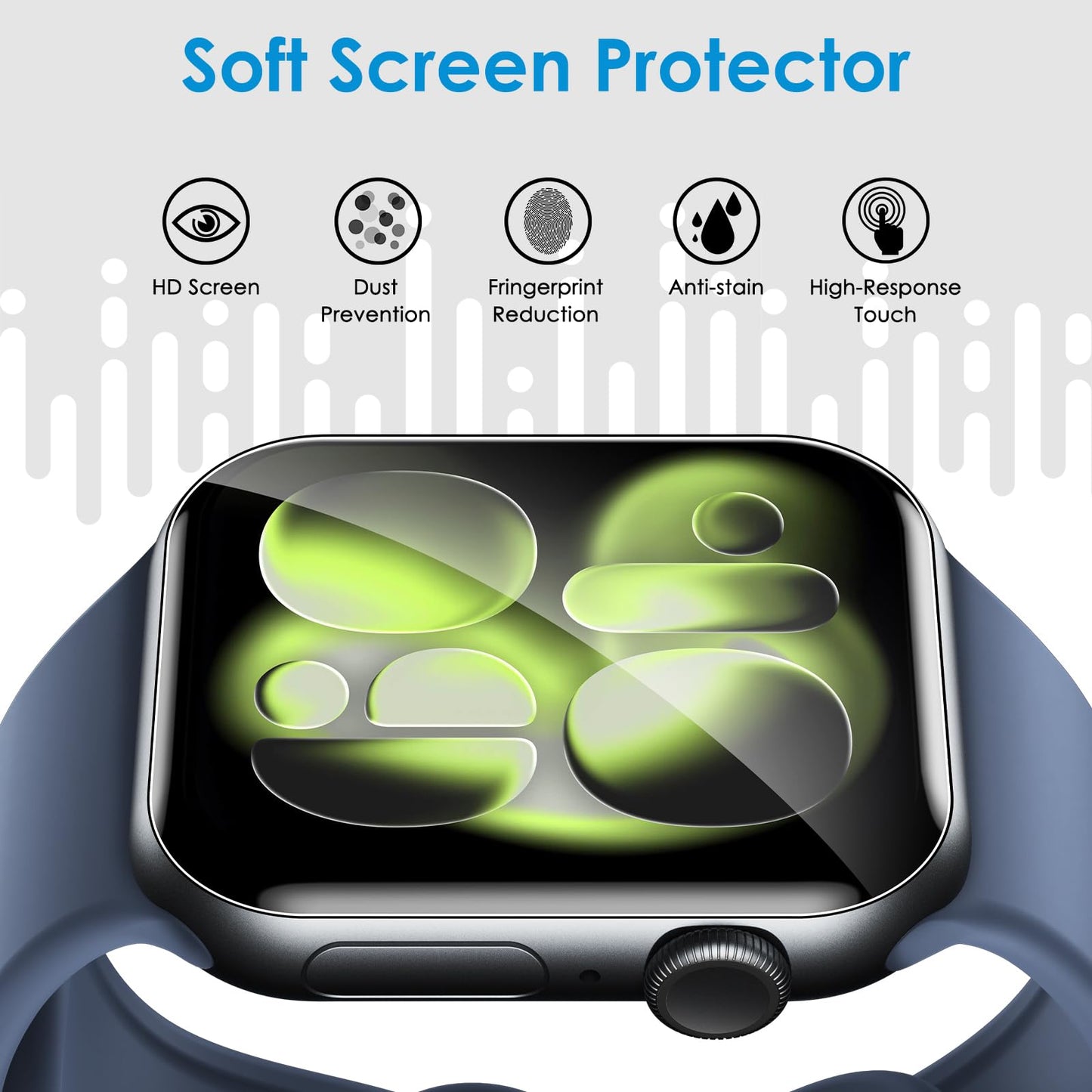 UniqueMe 8 Pack for Apple Watch Screen Protector 42/45mm