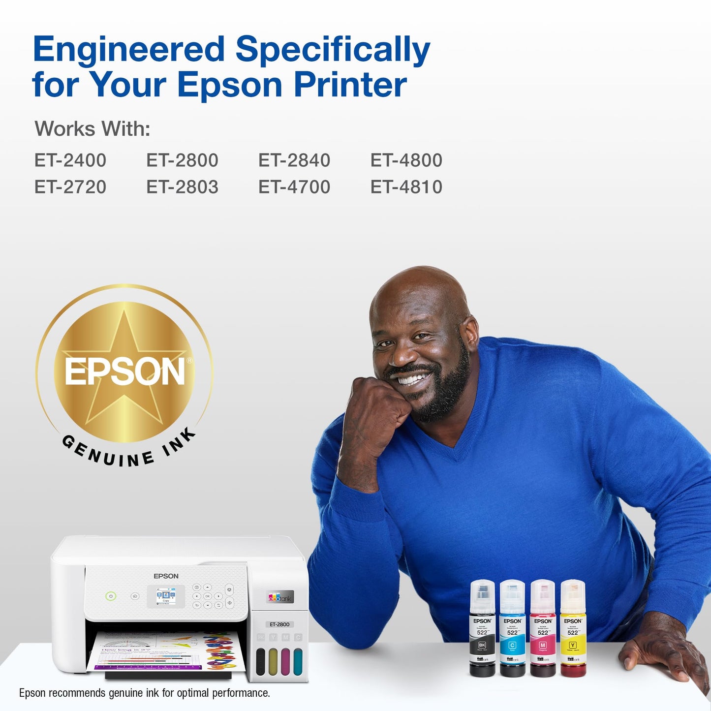 Epson 522 EcoTank Ink Ultra-high Capacity Bottle Yellow (T522420-S) Works with ET-2400, 2720, 2800, 2803, 2840, 4700, 4800, 4810