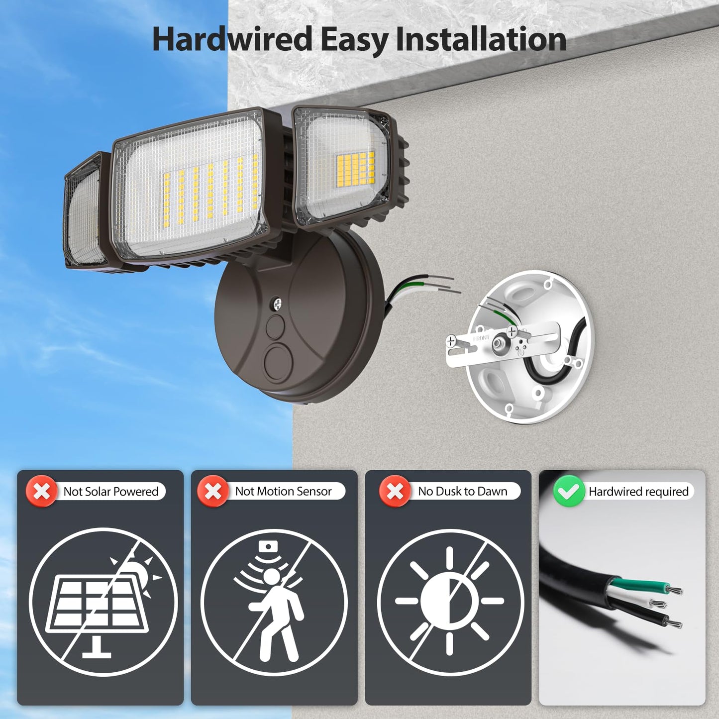 Olafus 80W Flood Lights Outdoor, Switch Controlled 8000LM LED Security Lights, IP65 Waterproof Outside Floodlights, 6500K Exterior Flood Light Fixture
