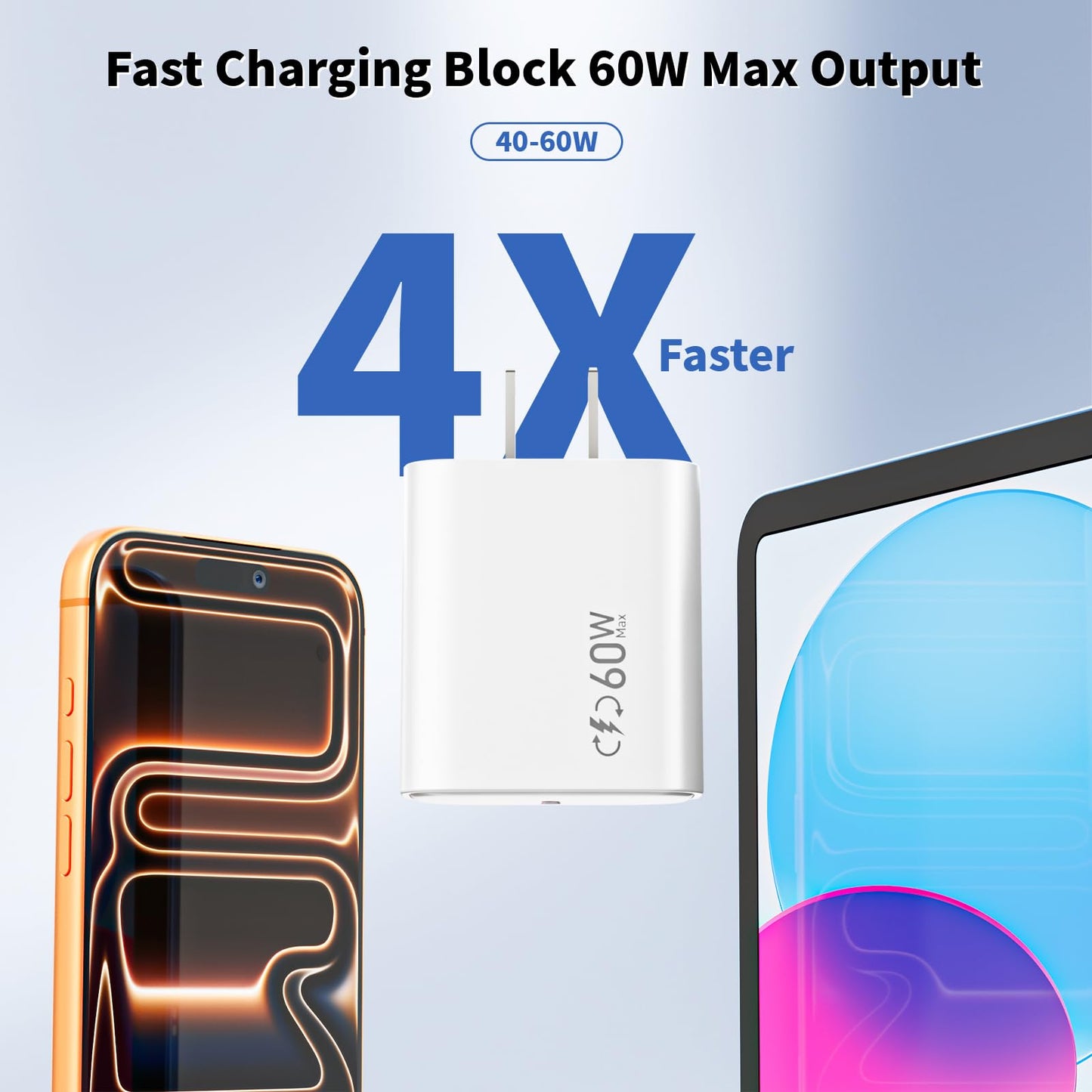 [Apple MFi Certified]Apple iPhone 17e 16 15 Charger Block,2Pack 40-60W USB C Charging Plug Power Adapter USB C Block Quick Charging for iPhone 17