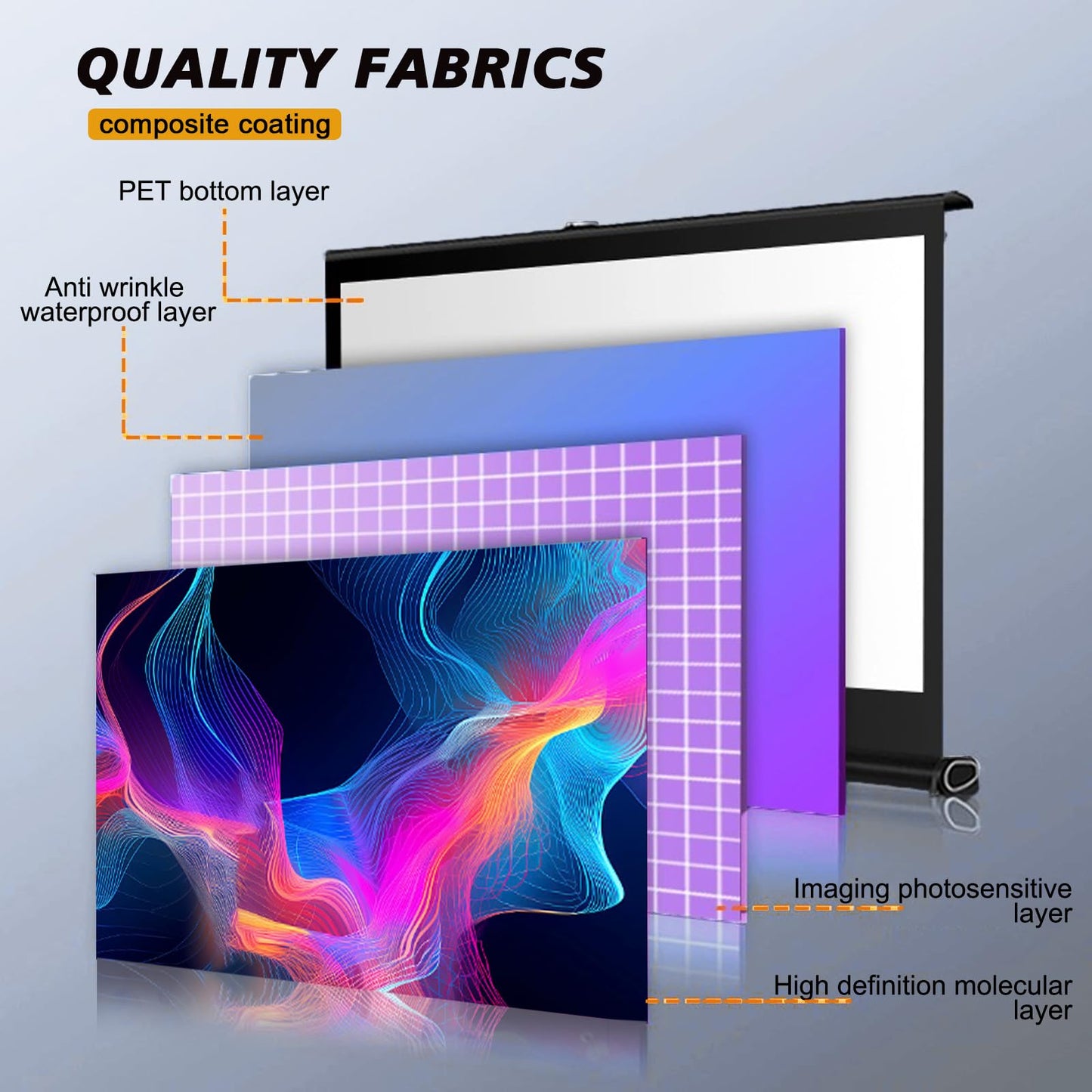 Tecdigbo 50 Inch Projector Screen Pull Down, 16:9 Projector Screen Retractable Tabletop Screen Tripod Stand for Home Theater Meeting Room, School