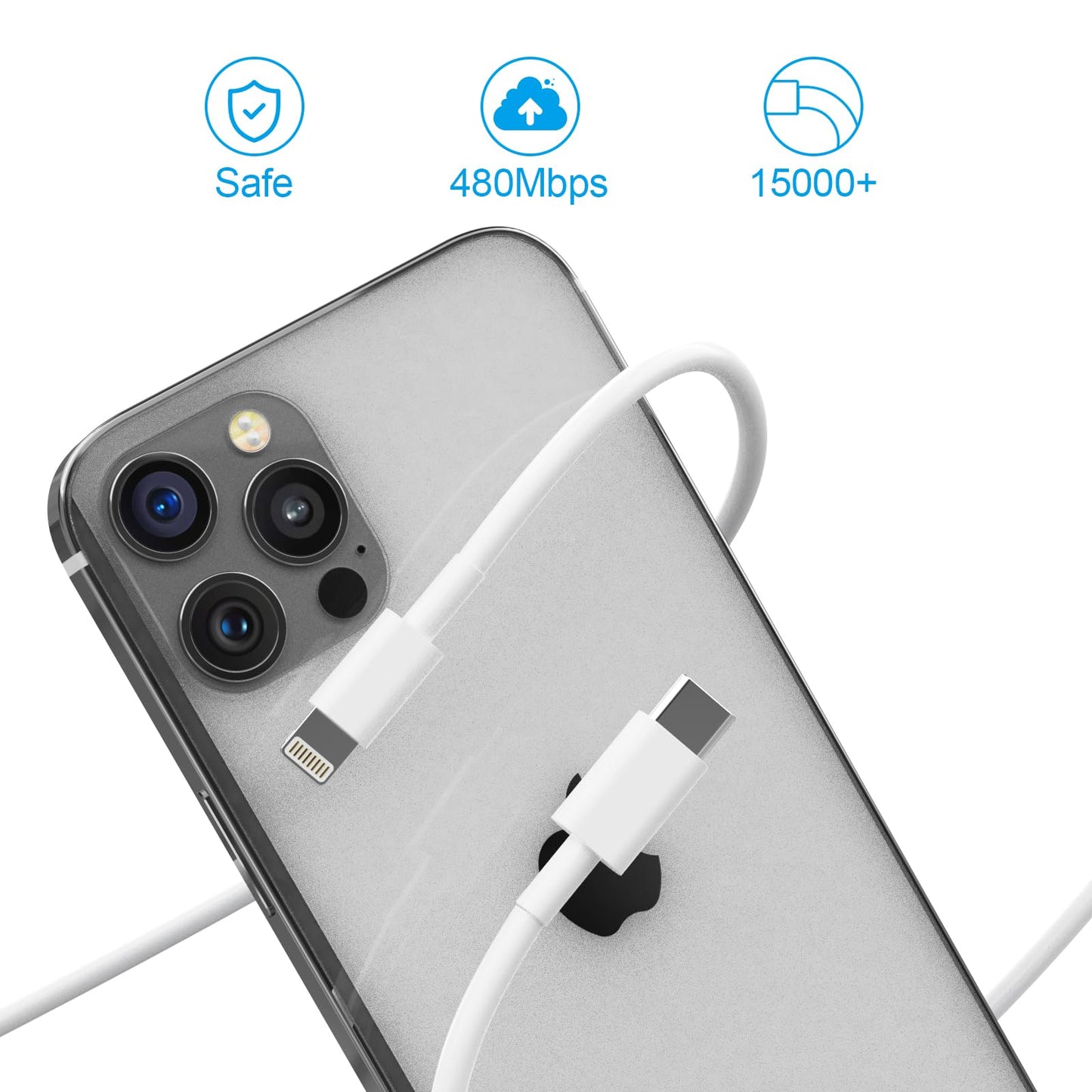 20W Dual Port Fast Charger Block 2-Pack with 6FT & 10FT MFi-Certified Cables, PD/QC3.0 Quick Charge Adapter for iPhone 14/13/12/11 Pro Max/XS/XR/X