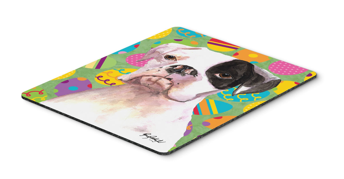 Caroline's Treasures RDR3018MP White Boxer Easter Eggs Mouse Pad, Hot Pad or Trivet for Home Office Gaming Working Computers Laptop Mouse Mat,Washable