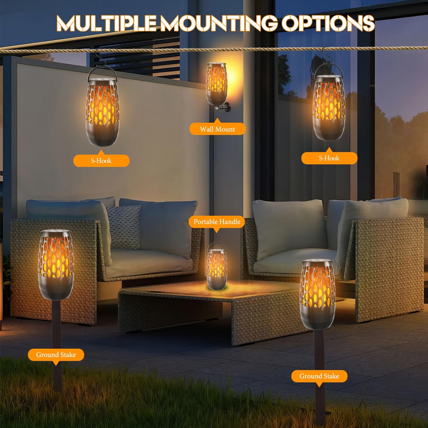 Upgraded Outdoor Bluetooth Speakers Patio with LED Lights - IPX6 Waterproof, Multi-Sync Up to 100 Speakers, Auto-Pairing, 3 Lighting Modes, Portable