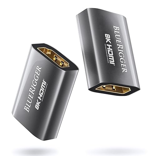 BlueRigger 8K HDMI Coupler - 2 Pack (8K 60Hz, 3D, Female to Female Adapter, 2.1 HDMI Extender, Union Connector) - Compatible with HDTV, Gaming