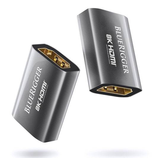 BlueRigger 8K HDMI Coupler - 2 Pack (8K 60Hz, 3D, Female to Female Adapter, 2.1 HDMI Extender, Union Connector) - Compatible with HDTV, Gaming