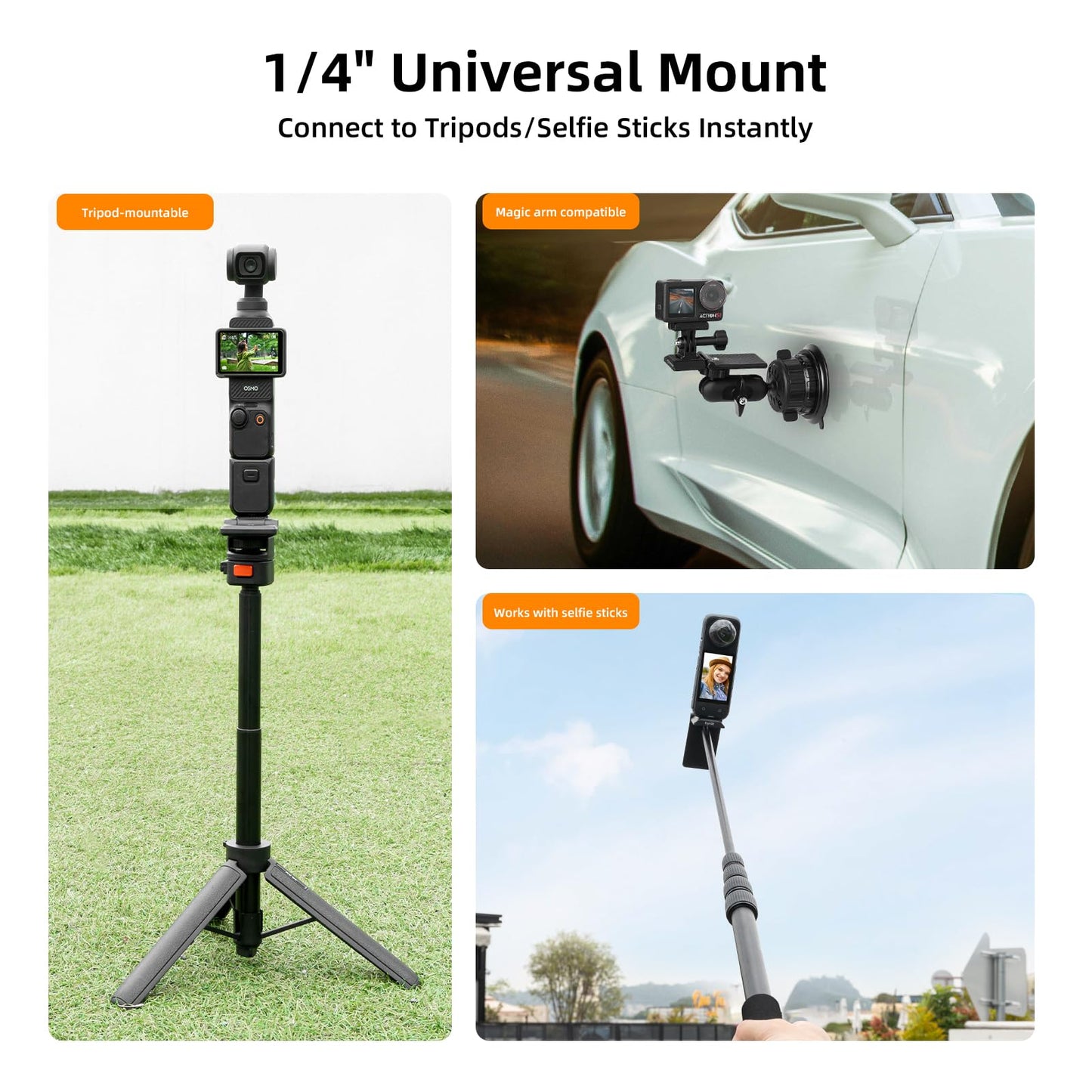 Magnetic Mount for Insta360 X5 X4, L Bracket Magnet Holder Stand Base with 1/4" & Arca QR Adapters for Tripod, for Insta 360 X5 X4 X3, for DJI OSMO