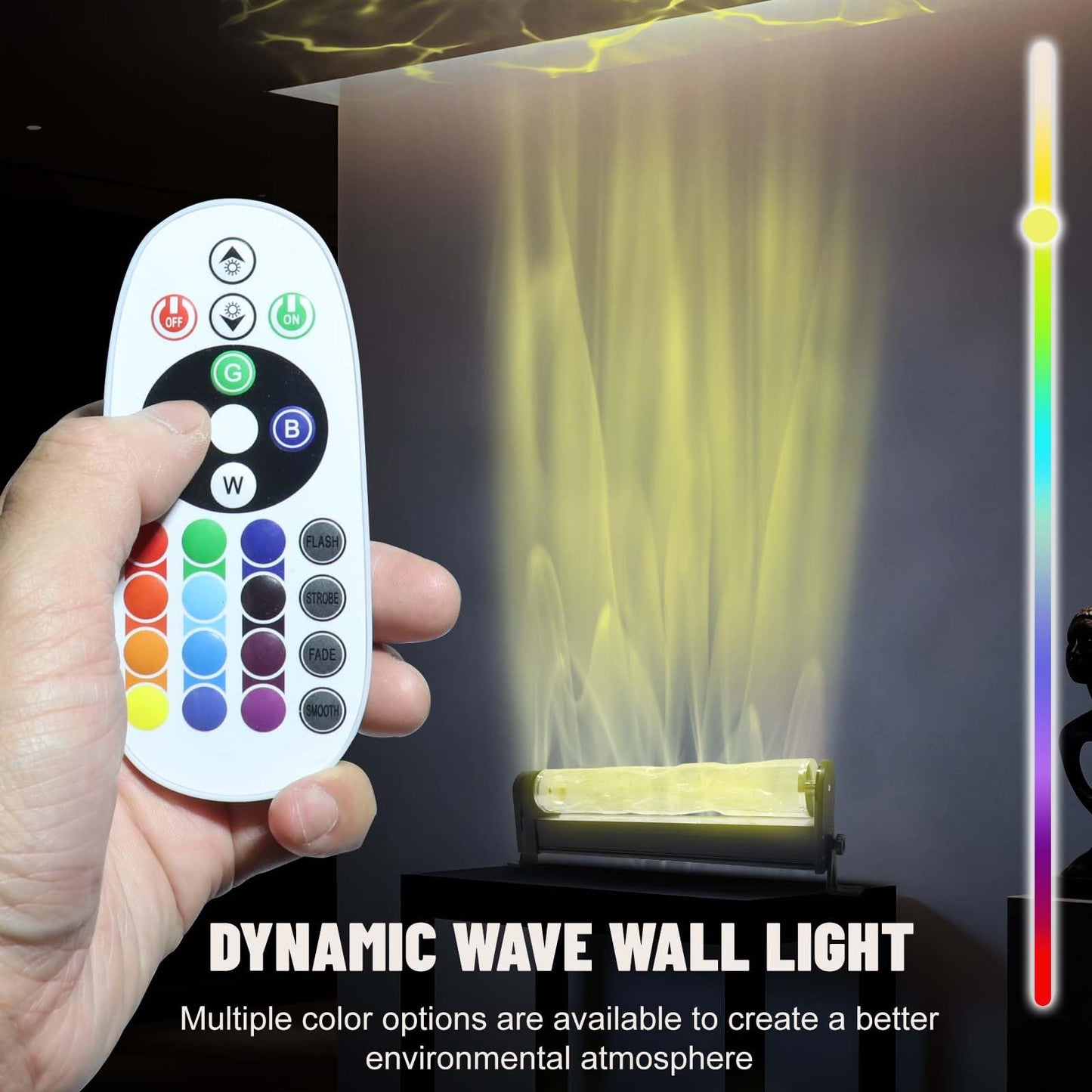 ycponggon 24W RGBW Water Ripple Wall Light 16 Colors, Remote Control, Water Wave Projection Wall Light Versatile for Home, Gaming & More -16"*2.4"