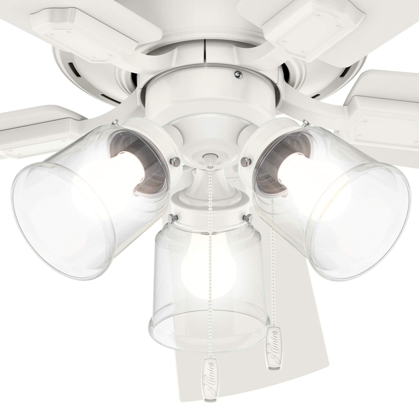 Hunter Fan 52 inch Casual Fresh White Indoor Ceiling Fan with Light Kit (Renewed)