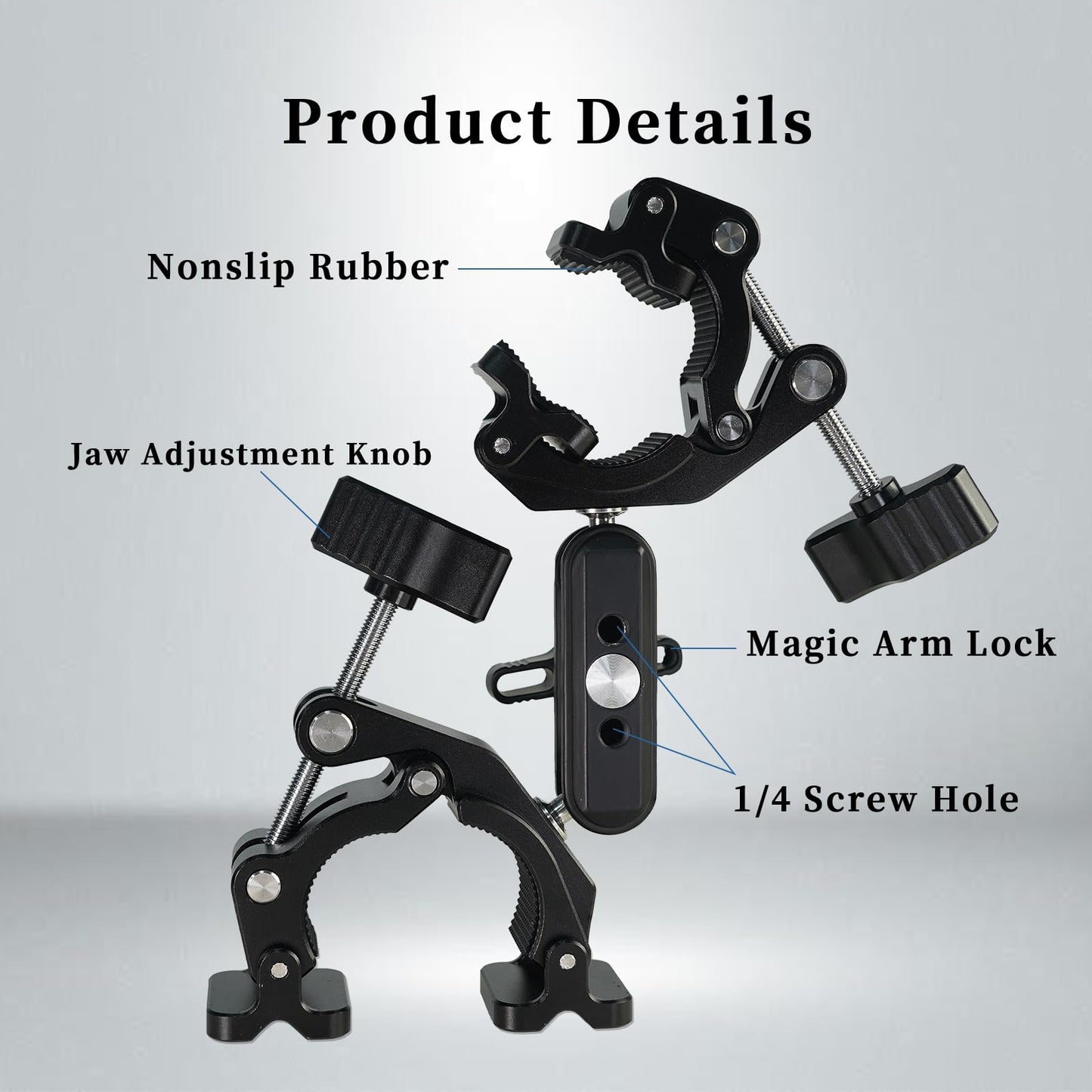 FIFIELD Double Super Clamp Camera Mount with Magic Arm, Desk Studio Light Holder, Ball Head Adapter for Photo Studio Light Stand, Photography