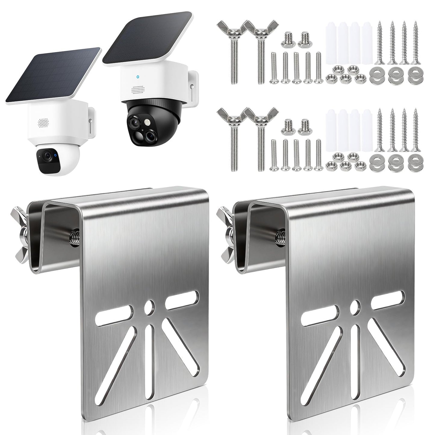 2 Pcs Gutter Mount Bracket for Eufy Security SoloCam S340/E30, Stainless Steel Gutter Mount for Security Camera with Anti-Rust Screws, No Drill