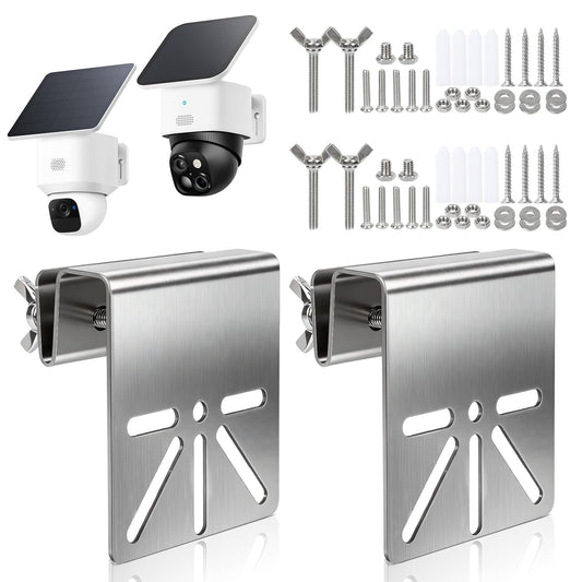 2 Pcs Gutter Mount Bracket for Eufy Security SoloCam S340/E30, Stainless Steel Gutter Mount for Security Camera with Anti-Rust Screws, No Drill