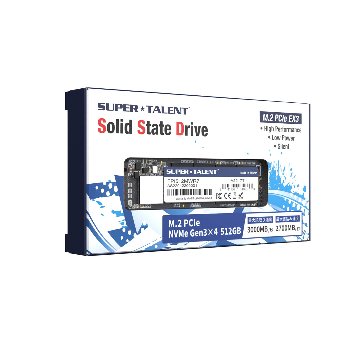 Super Talent M.2 PCIe NVMe EX 512GB FPI512MWR7 PCIe Gen 3X4