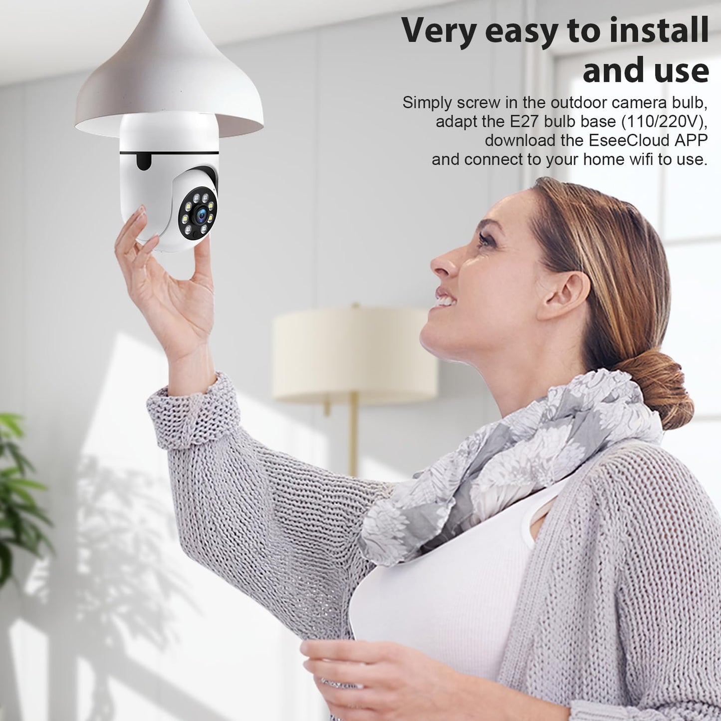 JUFLSKY Clock Camera Indoor Camera Wireless (White)