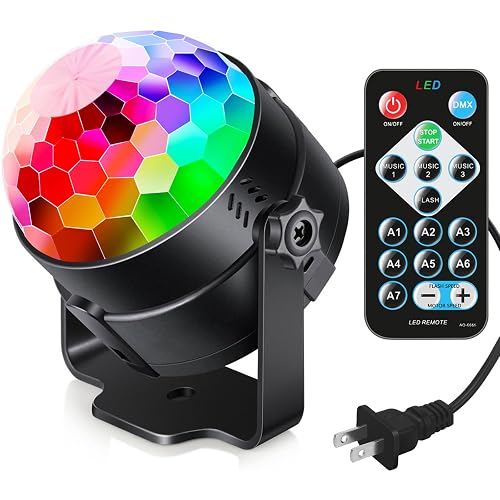 Luditek Sound Activated Party Lights with Remote DJ Lighting, Disco Ball Strobe Stage Light for Home Room Dance Parties Birthday Karaoke Stocking