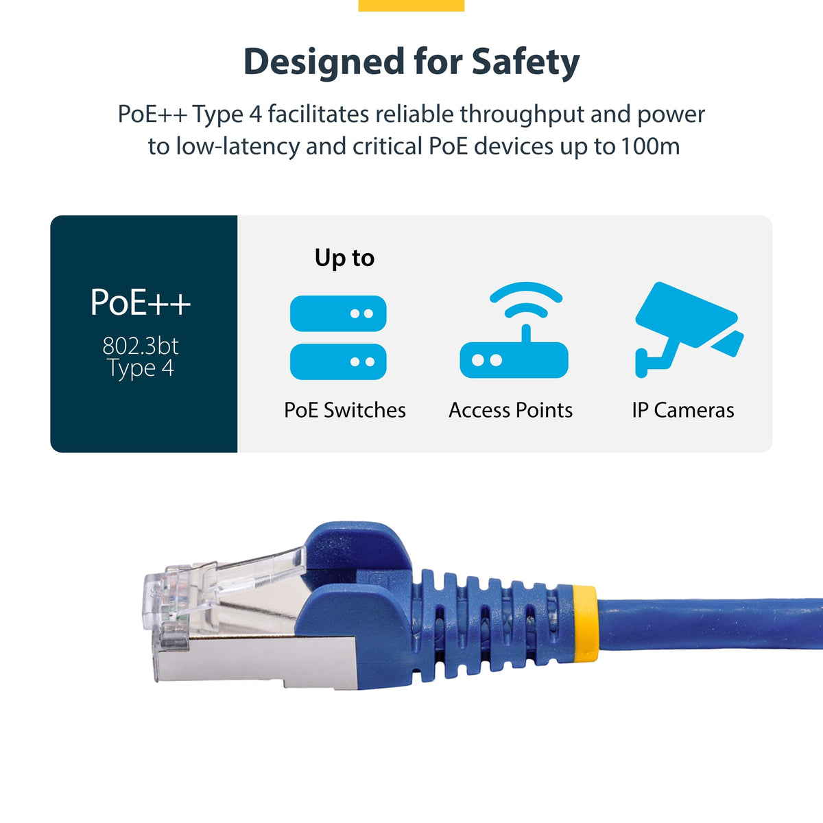 StarTech 6ft Cat8 Snagless Ethernet Cable, S/FTP, 100W PoE++, Blue, LSZH